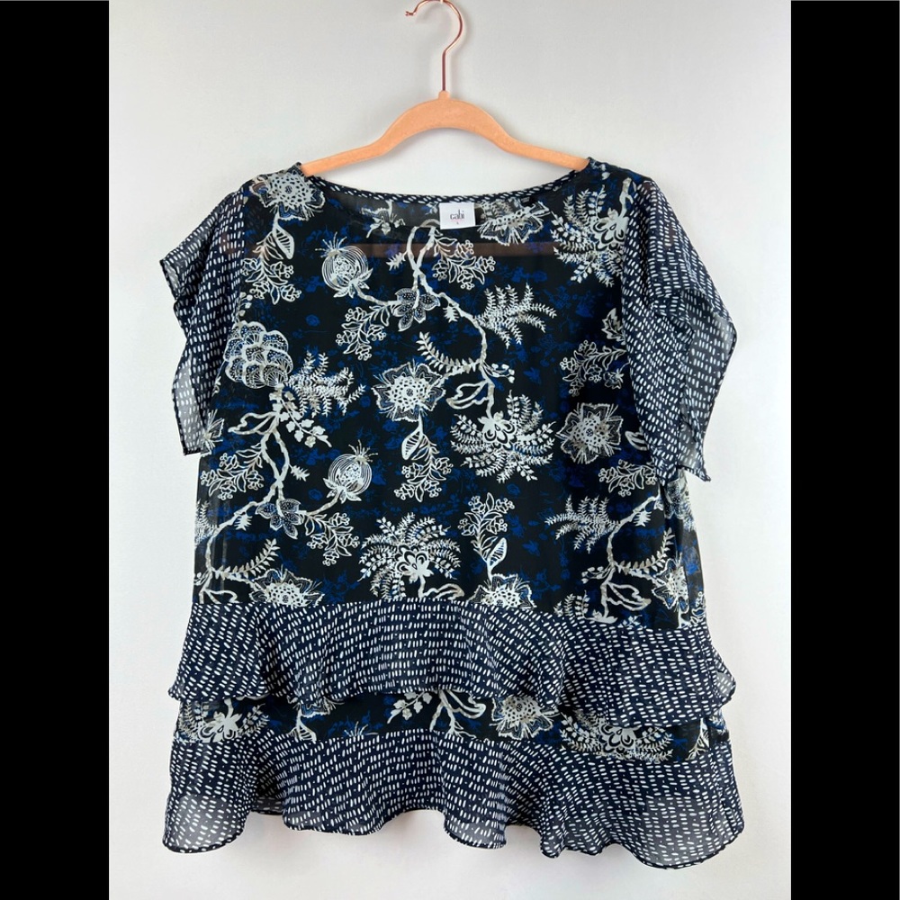 Cabi Blouse size Large Black & Blue